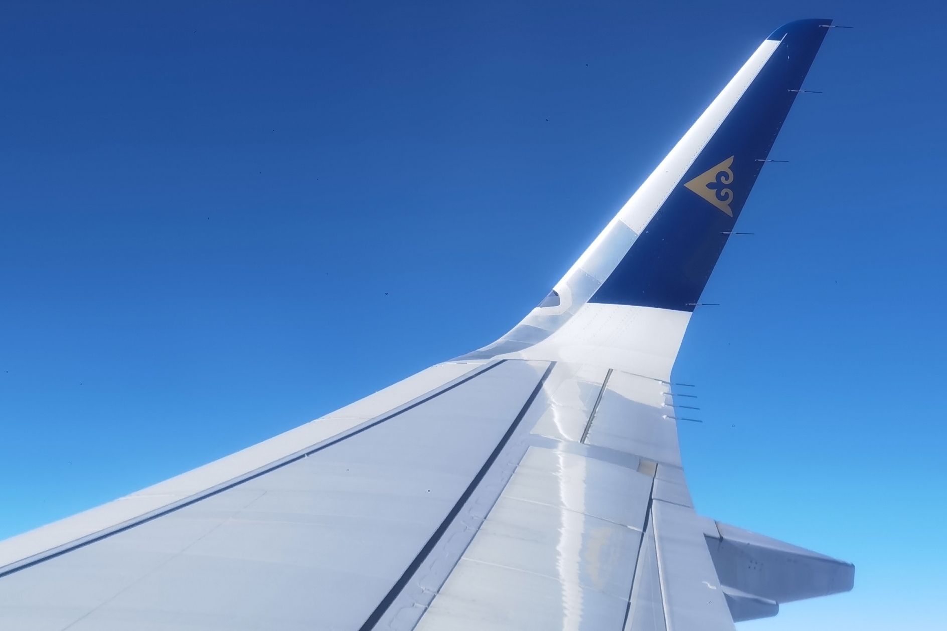 Wing tip of an Air Astana A321neo LR. Picture by Steven Howard of TravelNewsAsia.com Click to enlarge.