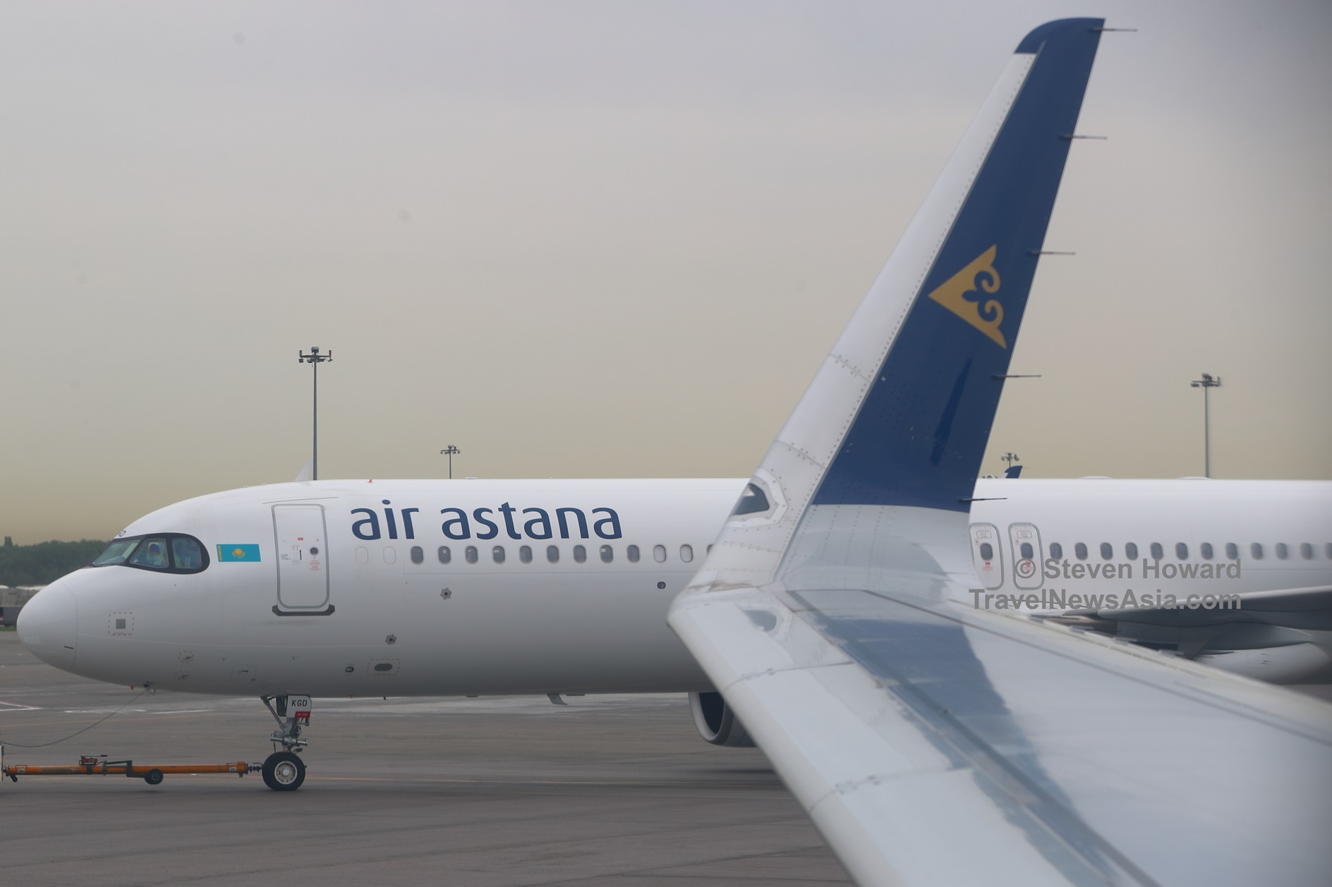 Air Astana aircraft at ALA, Kazakhstan. Picture by Steven Howard of TravelNewsAsia.com Click to enlarge.