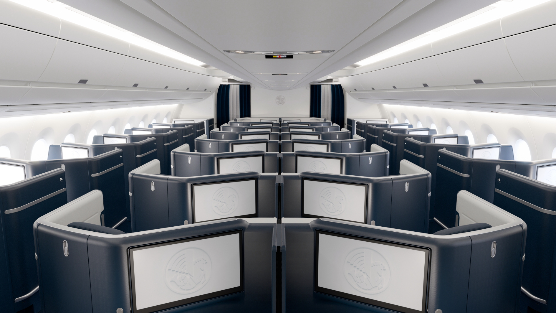 Air France's new A350 Business Class will be begin its rollout from July onwards. Click to enlarge.