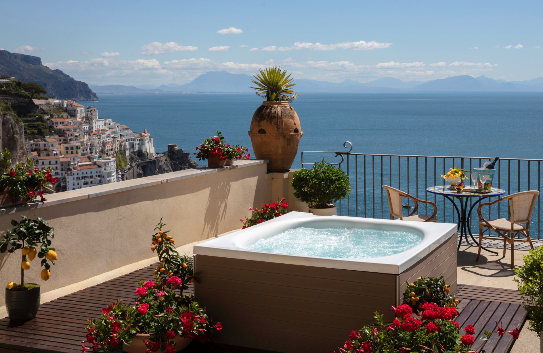 Junior Sea View Terrace Suite with a Jacuzzi at Anantara Convento di Amalfi Grand Hotel. Click to enlarge.
