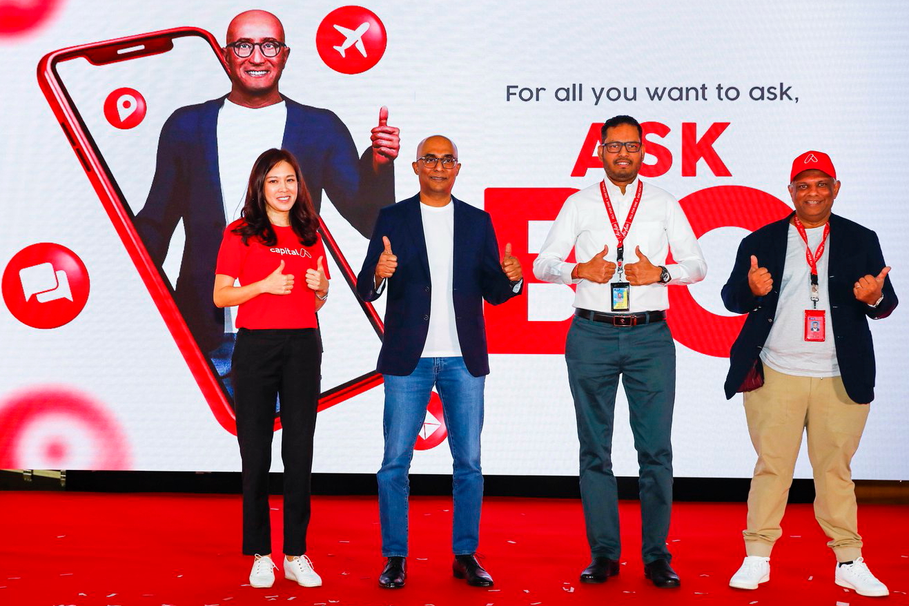 From left: Maryanna Kim, Group Head of Corporate Comms & Consumer Affairs, Bo Lingam, Group CEO of AirAisia Aviation, Kesavan Sivanandam, Chief Airport and Customer Experience Officer and Tony Fernandes, CEO of Capital A. Click to enlarge.