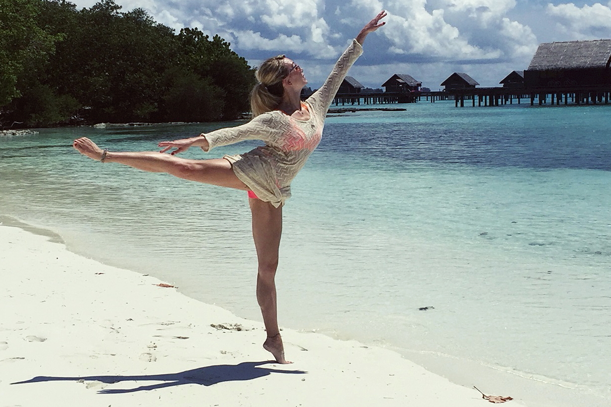 Royal Ballet-trained dancer Karis Scarlette in Maldives. Click to enlarge.