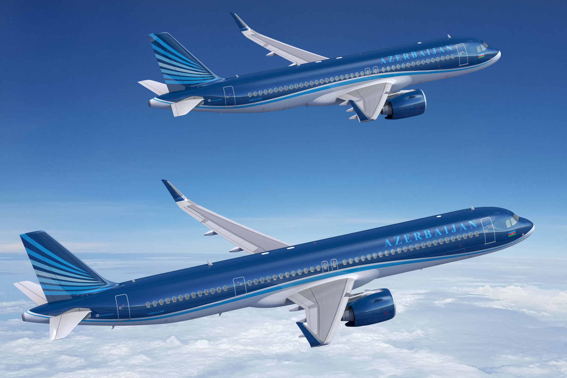 Azerbaijan Airlines Airbus A320neo and A321neo. Click to enlarge.