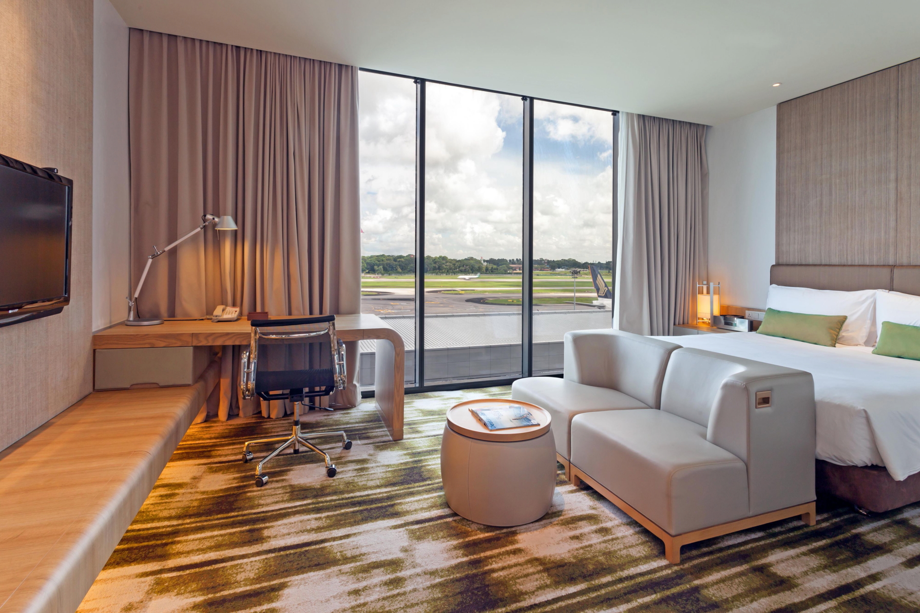 Premier Runway Room at Crowne Plaza Changi Airport in Singapore. Click to enlarge.