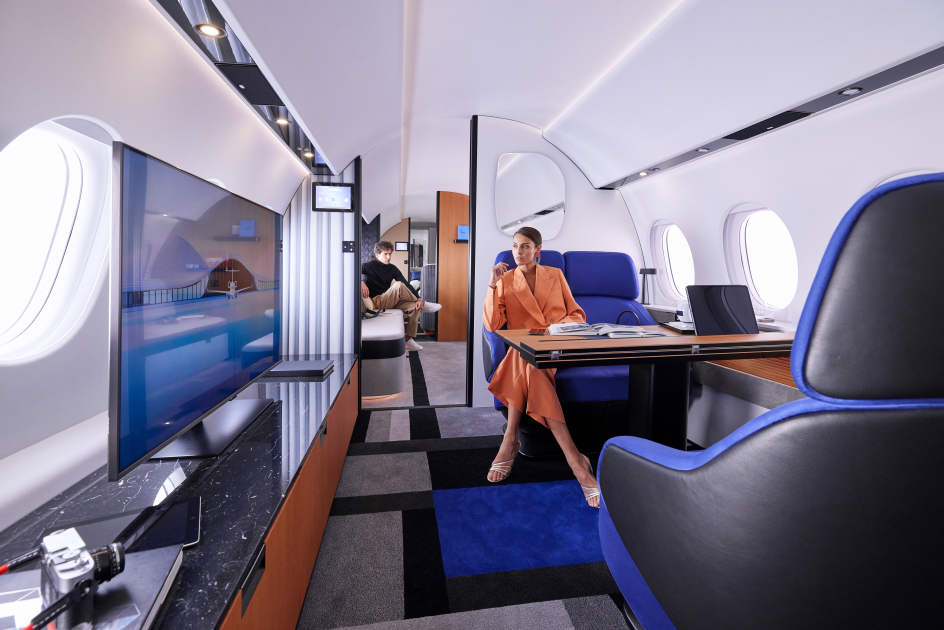Cabin of a Dassault Falcon 10X. Click to enlarge.