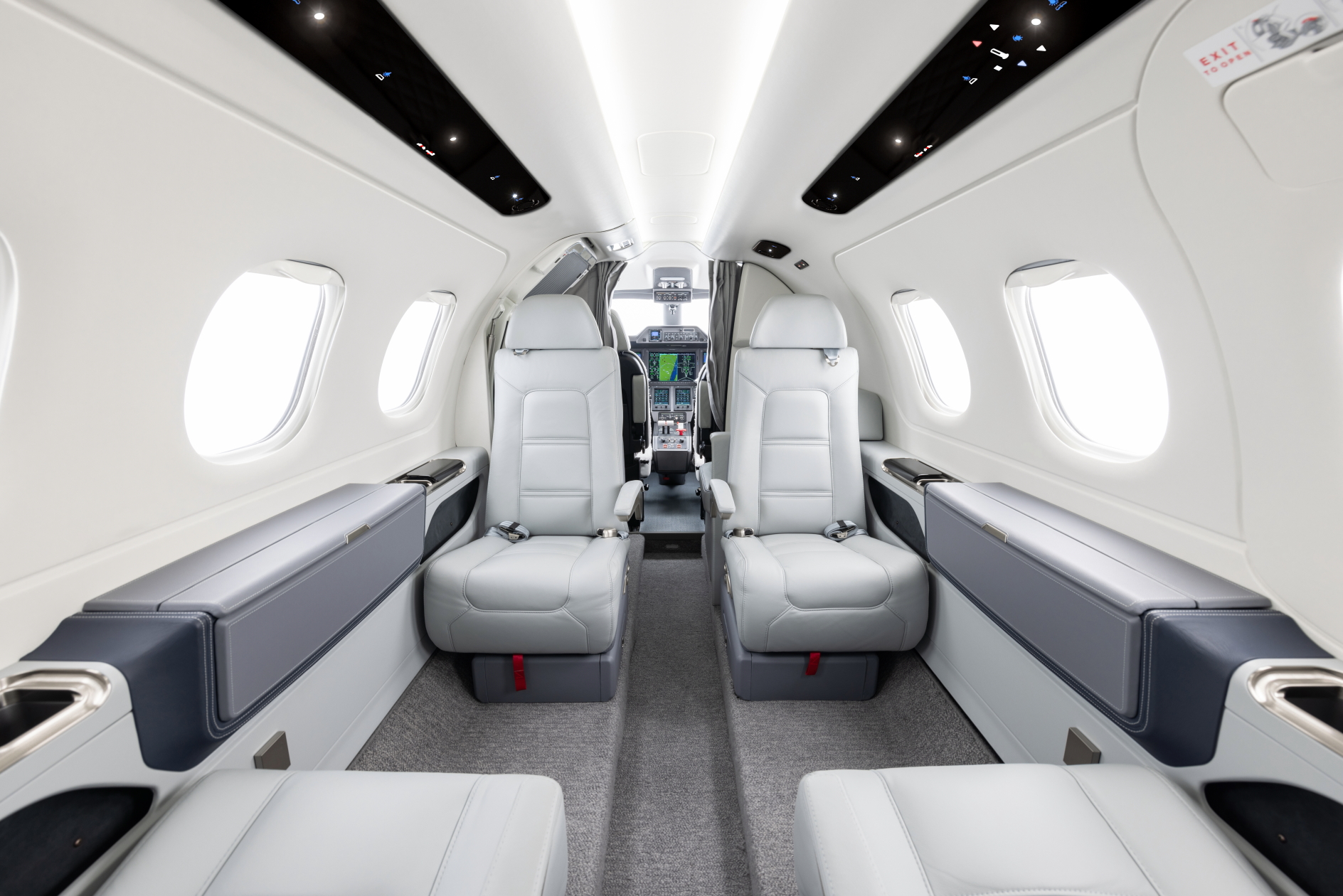 Inside an Embraer Phenom 100EX. Click to enlarge.