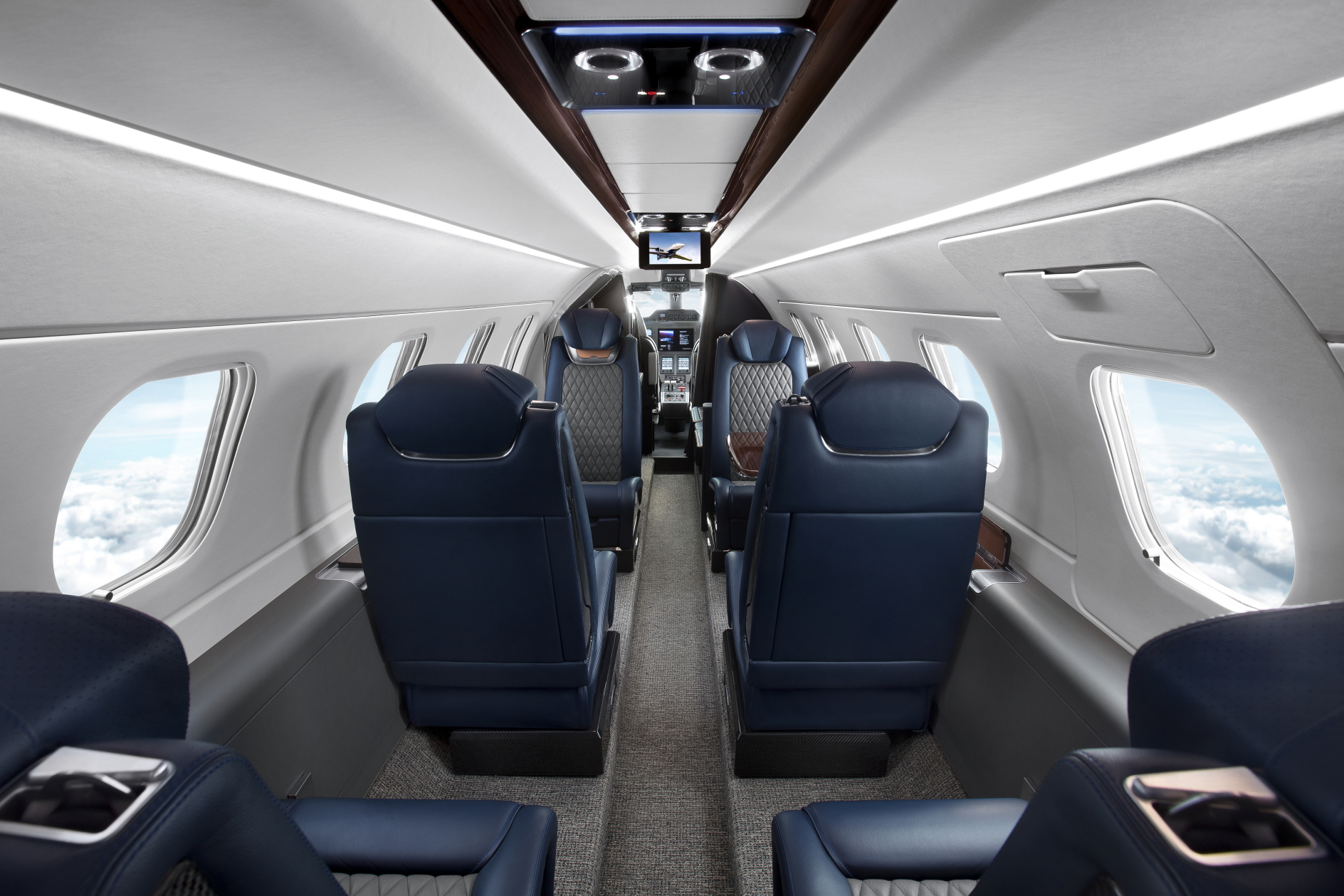 Inside an Embraer Phenom 300E. Click to enlarge.