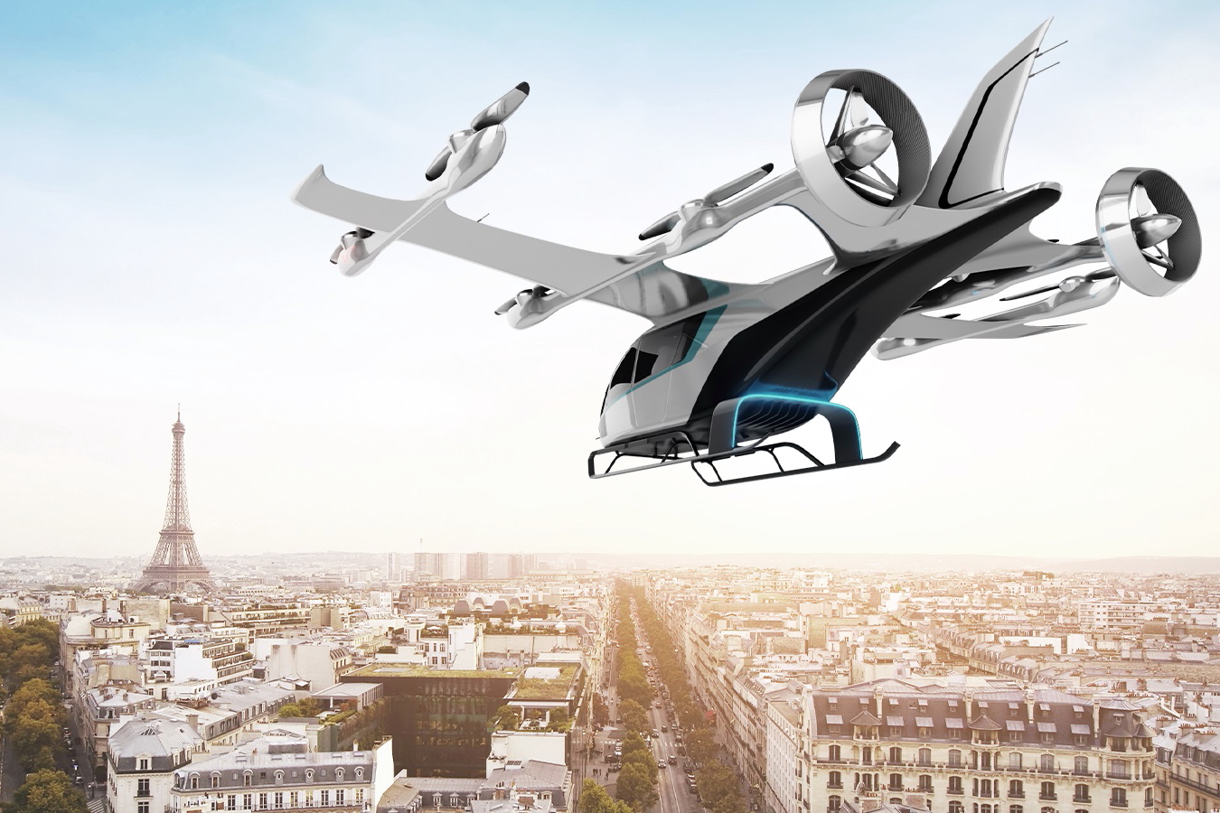 Embraer will showcase Eve's eVTOL cabin mock-up at the Paris Air Show 2023. Click to enlarge.