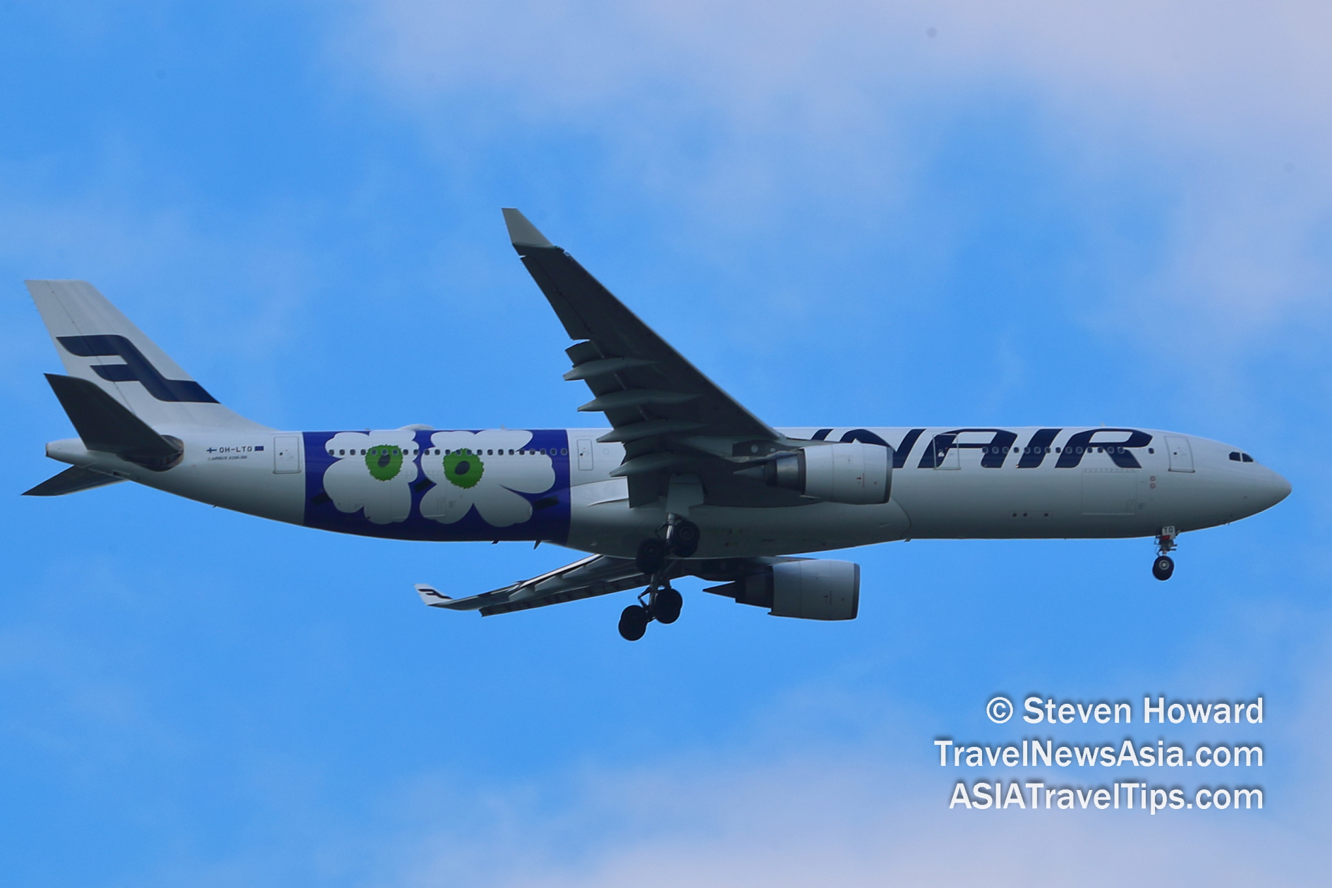 Finnair A330 reg: OH-LTO. Picture by Steven Howard of TravelNewsAsia.com Click to enlarge.