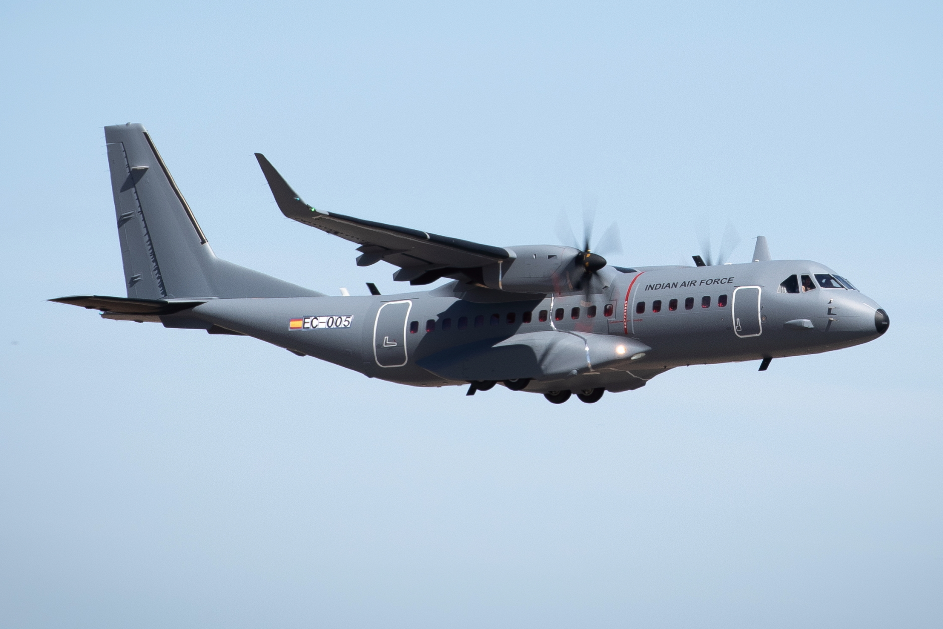 India's first C295 completed its maiden flight on Friday. Click to enlarge.