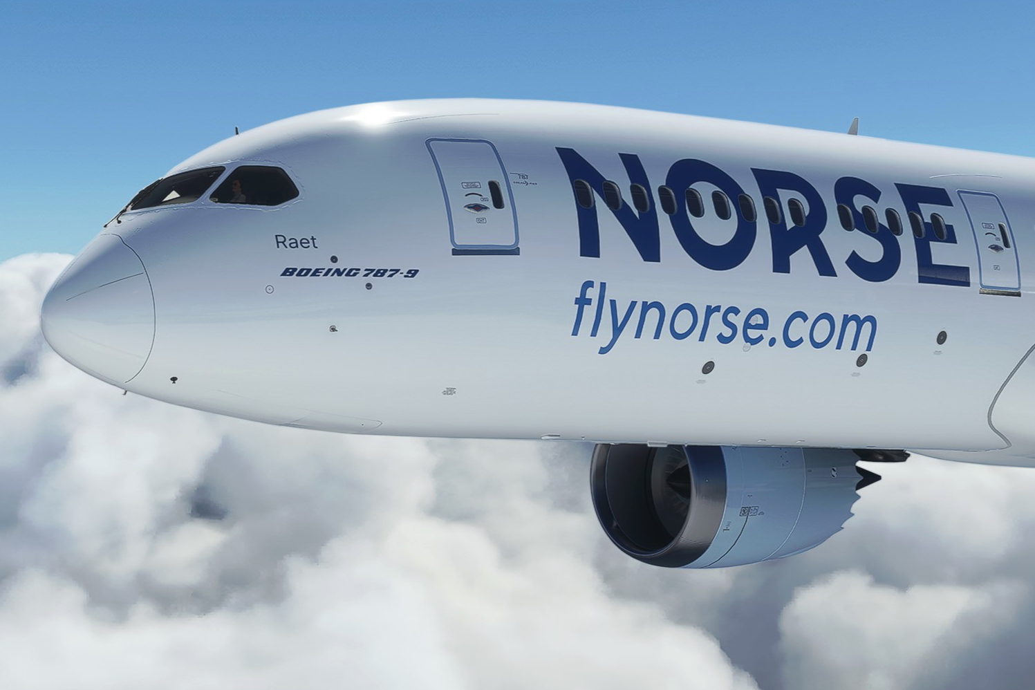 Norse Atlantic Airways Boeing 787-9 Raet. Click to enlarge.