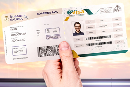 Your Ticket, Your Visa links transit visas with Saudia's flight tickets. Click to enlarge.