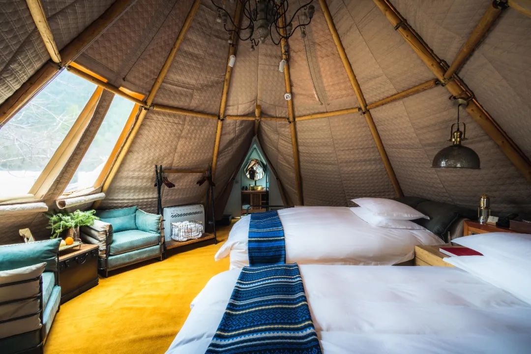 Luxury Tentipi Tents at Songtsam Glamping Palpa in Baiba Village, Tibet. Click to enlarge.