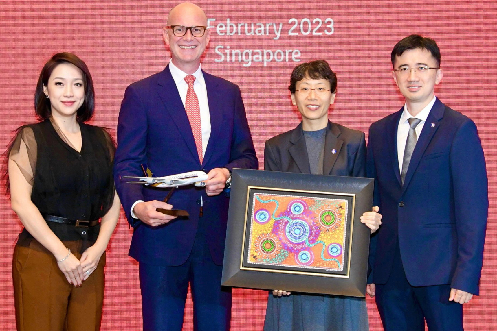 From left: LC Tan, Regional Business Events Director - Asia, Tourism Australia; Andrew Hogg, Executive General Manager Eastern Markets and Aviation, Tourism Australia; JoAnn Tan, Senior Vice President Marketing Planning, Singapore Airlines; and Ng Yung Han, Vice President Global & Corporate Sales, Singapore Airlines. Click to enlarge.