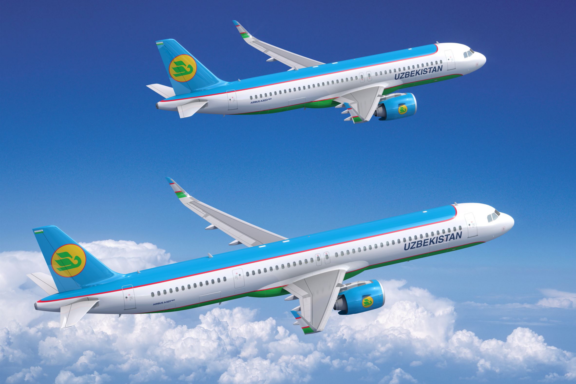 Uzbekistan Airways A320neo and A321neo. Click to enlarge.