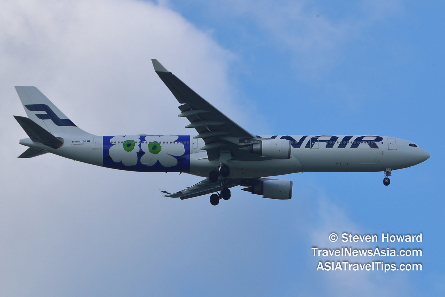 Finnair A330 reg: OH-LTO. Picture by Steven Howard of TravelNewsAsia.com Click to enlarge.